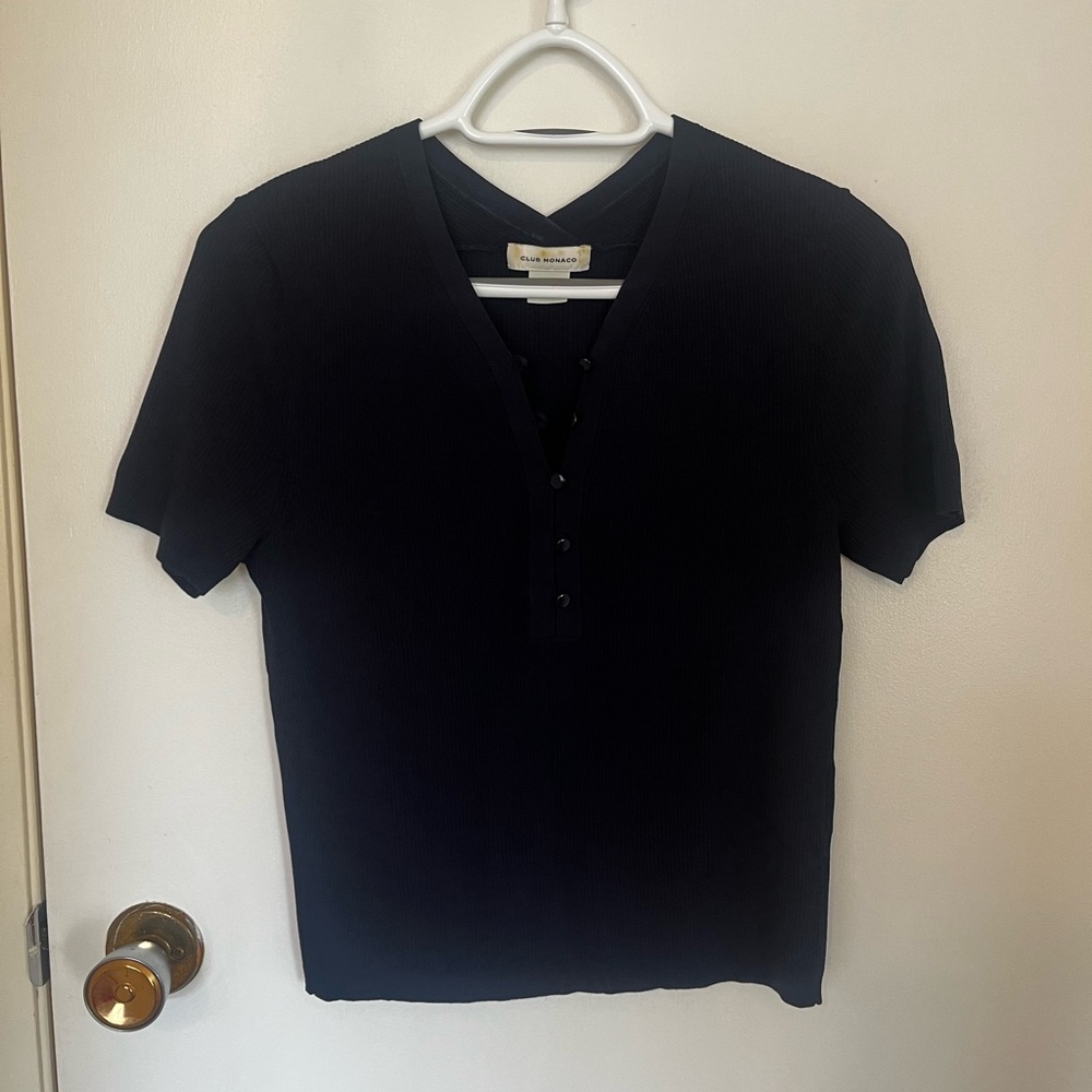 Club Monaco Navy Blue Fitted Henley